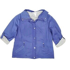 Chico's Zenergy Nylon Jacket Sz 3 / XL Roll tab Sleeves Full Zip Active